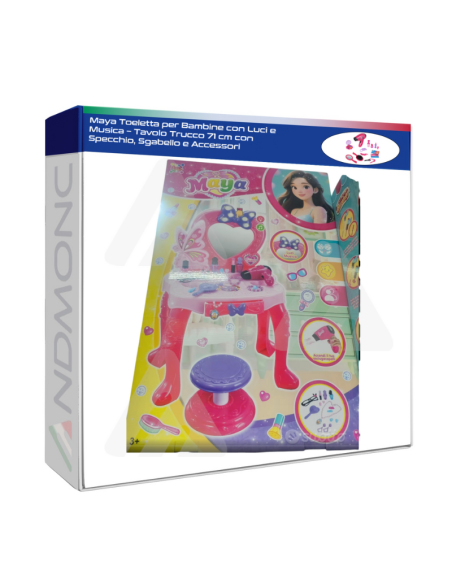 Maya Toeletta per Bambine con Luci e Musica – Tavolo Trucco 71 cm con Specchio, Sgabello e Accessori