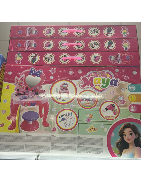 Maya Toeletta per Bambine con Luci e Musica – Tavolo Trucco 71 cm con Specchio, Sgabello e Accessori