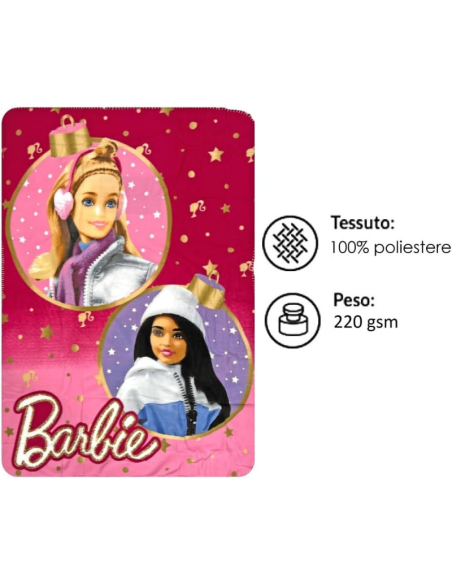 Coperta Plaid Barbie in Morbido Pile – Ufficiale Mattel, Calda e Colorata