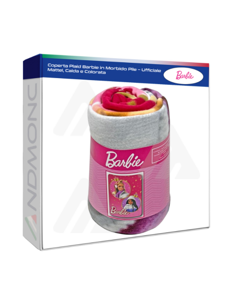 Coperta Plaid Barbie in Morbido Pile – Ufficiale Mattel, Calda e Colorata