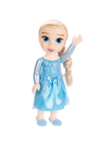 Bambola Elsa Disney Frozen – 38 cm  Abito Azzurro Glitterato, Capelli Spazzolabili – Giocattolo Ufficiale per Bambini