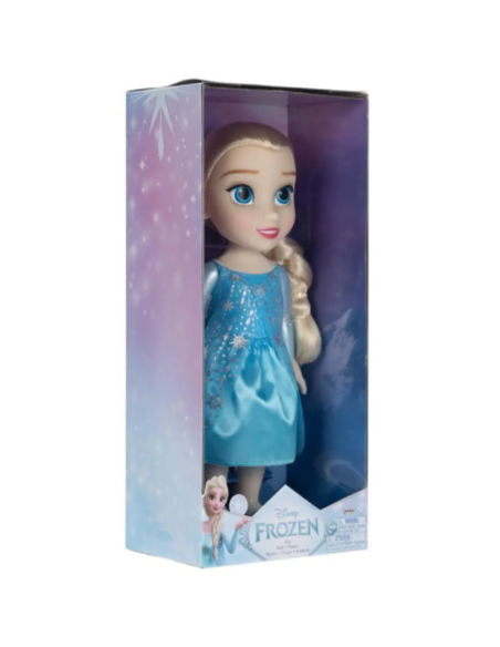 Bambola Elsa Disney Frozen – 38 cm  Abito Azzurro Glitterato, Capelli Spazzolabili – Giocattolo Ufficiale per Bambini
