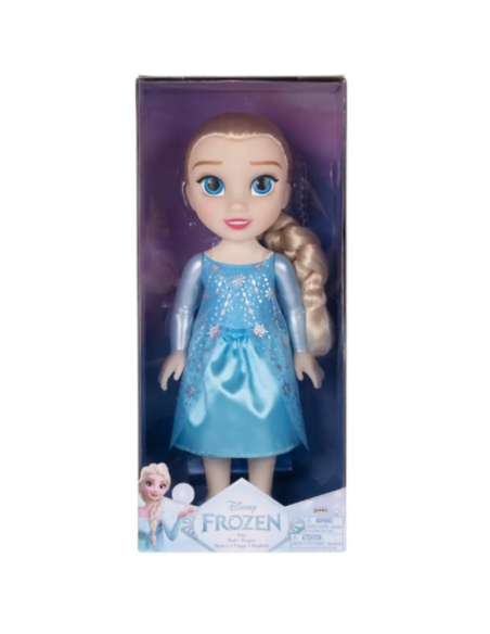 Bambola Elsa Disney Frozen – 38 cm  Abito Azzurro Glitterato, Capelli Spazzolabili – Giocattolo Ufficiale per Bambini