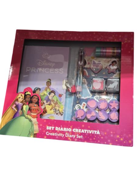 Disney Princess – Set Diario Creativo  Kit con Diario, Penna, Timbri, Adesivi e Washi Tape  Gioco Creativo Bambine 3+
