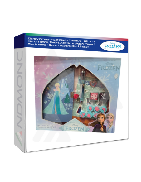 Disney Frozen – Set Diario Creativo  Kit con Diario, Penna, Timbri, Adesivi e Washi Tape  Elsa & Anna  Gioco Creativo Bambine 3+
