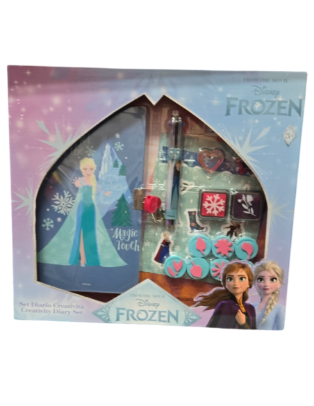 Disney Frozen – Set Diario Creativo  Kit con Diario, Penna, Timbri, Adesivi e Washi Tape  Elsa & Anna  Gioco Creativo Bambine 3+