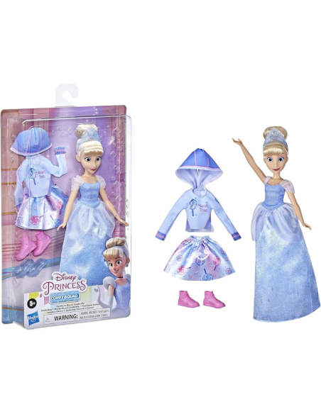 Disney Princess Comfy Squad – Bambola Cenerentola con Abito Classico e Outfit Casual  Accessori Inclusi