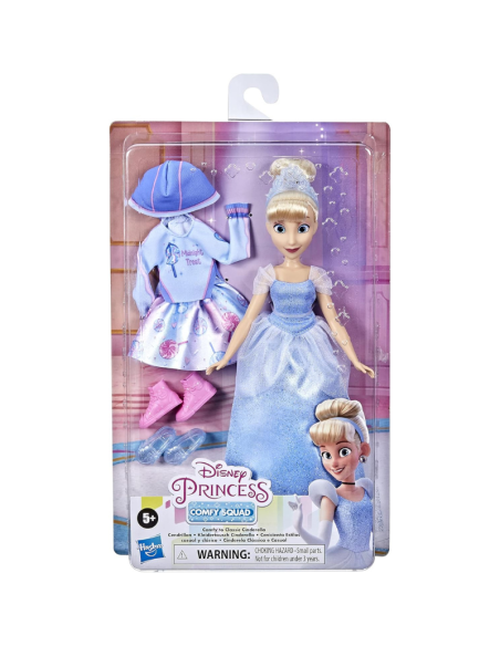 Disney Princess Comfy Squad – Bambola Cenerentola con Abito Classico e Outfit Casual  Accessori Inclusi