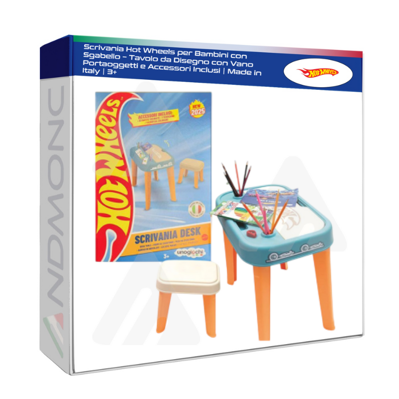 Scrivania Hot Wheels per Bambini con Sgabello –...