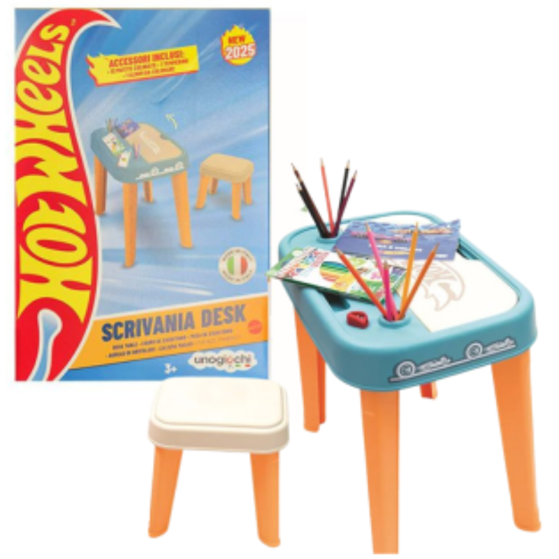 Scrivania Hot Wheels per Bambini con Sgabello –...