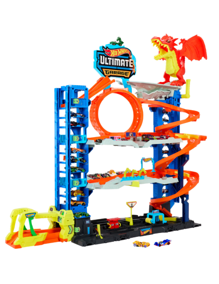 Hot Wheels Ultimate Garage – Super Garage Gigante con Pista, Drago Interattivo, Ascensore e Spazi per 50+ Veicoli