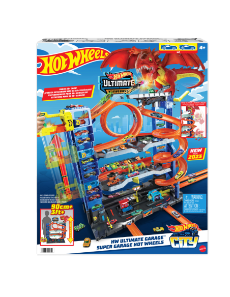 Hot Wheels Ultimate Garage – Super Garage Gigante con Pista, Drago Interattivo, Ascensore e Spazi per 50+ Veicoli