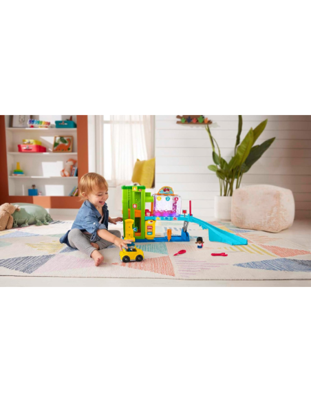 Fisher-Price Little People – Garage Luminoso Interattivo con Pista, Suoni e Auto Inclusa  65+ Canzoni e Attività