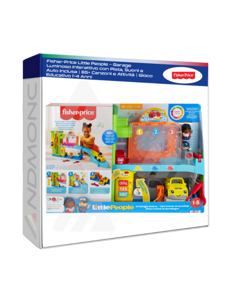 Fisher-Price Little People – Garage Luminoso Interattivo con Pista, Suoni e Auto Inclusa  65+ Canzoni e Attività