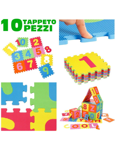 Tappeto Puzzle Numeri 10 Pezzi – Gioco Educativo in EVA Morbida  Pavimento Antiscivolo per Bambini  Impara i Numeri Divertendoti