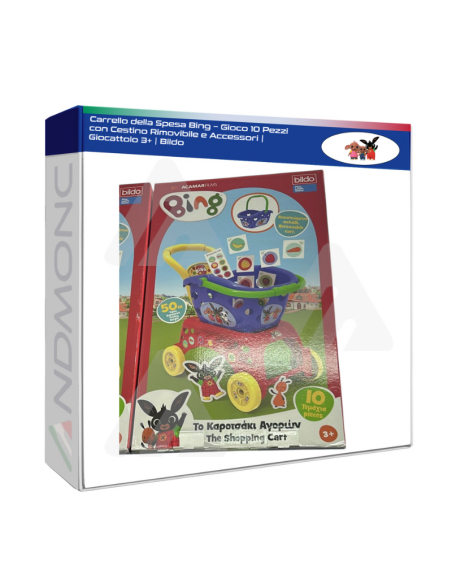 Carrello della Spesa Bing – Gioco 10 Pezzi con Cestino Rimovibile e Accessori  Giocattolo 3+  Bildo