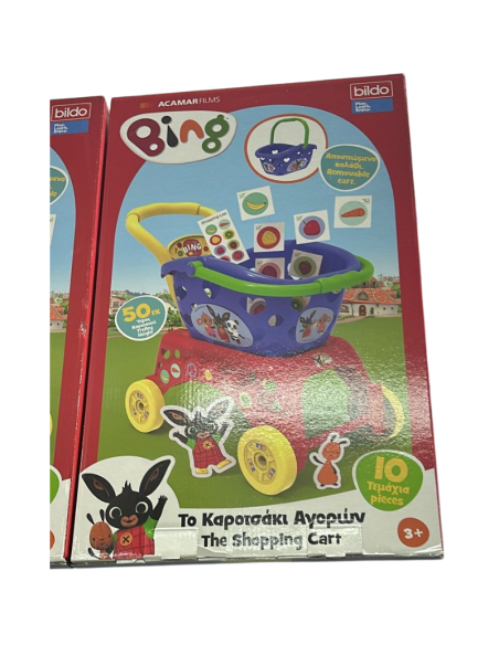 Carrello della Spesa Bing – Gioco 10 Pezzi con Cestino Rimovibile e Accessori  Giocattolo 3+  Bildo