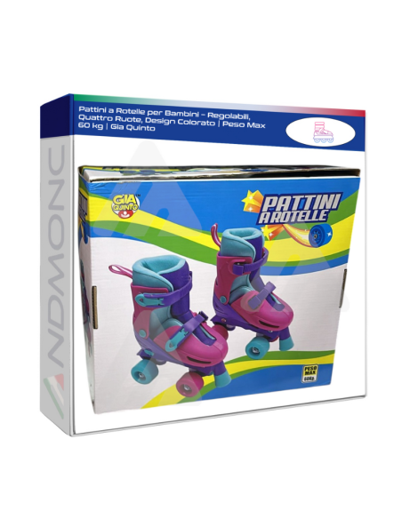 Pattini a Rotelle per Bambini – Regolabili, Quattro Ruote, Design Colorato  Peso Max 60 kg  Gia Quinto