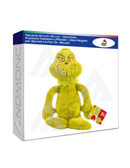 Peluche Grinch 40 cm – Morbido Pupazzo Natalizio Ufficiale  Idea Regalo per Bambini e Fan Dr. Seuss