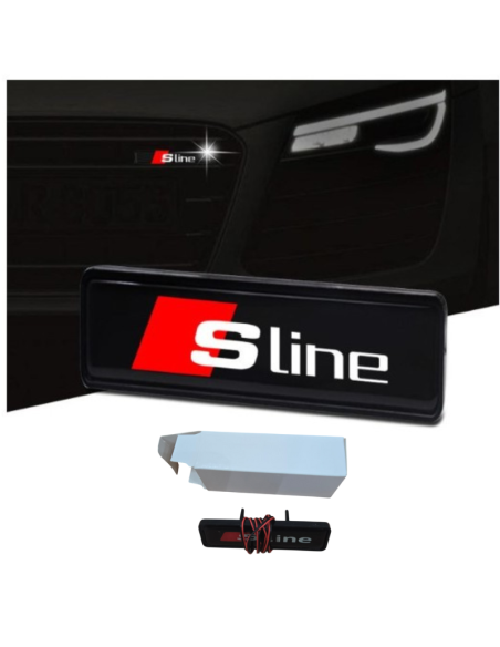1x Distintivo con logo illuminato con emblema luminoso a LED per griglia anteriore S-line Audi