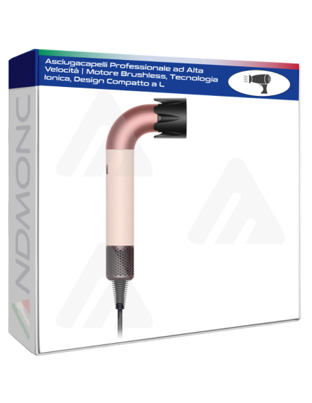 Asciugacapelli Professionale ad Alta Velocità | Motore Brushless, Tecnologia Ionica, Design Compatto a L