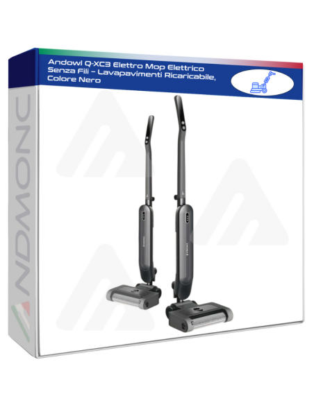Andowl Q-XC3 Elettro Mop Elettrico Senza Fili – Lavapavimenti Ricaricabile, Colore Nero