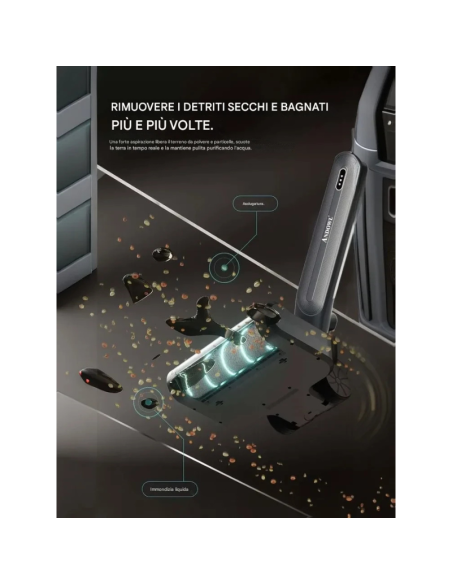 Andowl Q-XC3 Elettro Mop Elettrico Senza Fili – Lavapavimenti Ricaricabile, Colore Nero