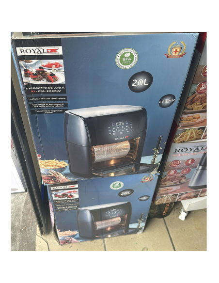 Friggitrice ad Aria Royal RL-20L 20 Litri 2000W – Forno ad Aria Calda Senza Olio, Digitale, BPA Free