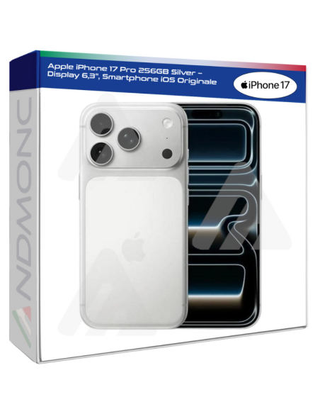 Apple iPhone 17 Pro 256GB Silver – Display 6,3", Smartphone iOS Originale Nuovo Ufficiale