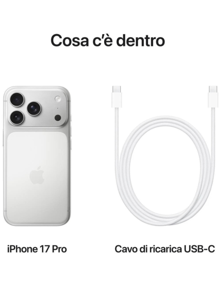 Apple iPhone 17 Pro 256GB Silver – Display 6,3", Smartphone iOS Originale Nuovo Ufficiale