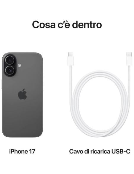 Apple iPhone 17 256GB Black – Display 6,3", Smartphone iOS Originale Nuovo ufficiale