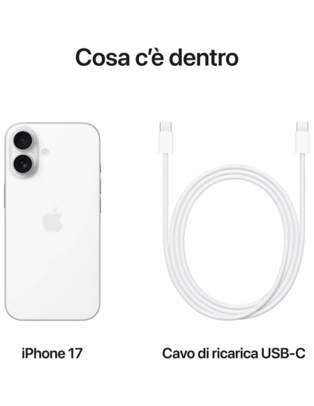 Apple iPhone 17 256GB White – Display 6,3", Smartphone iOS Originale Nuovo ufficiale