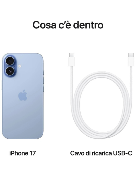Apple iPhone 17 256GB Mist Blue – Display 6,3", Smartphone iOS Originale Nuovo ufficiale