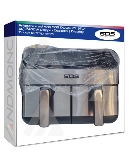 Friggitrice ad Aria SDS DUOS 12L (6L+6L) 2400W Doppio Cestello | Display Touch 8 Programmi