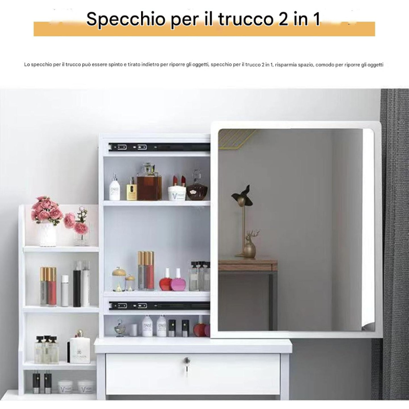 Tavolo da Trucco con Specchio Scorrevole LED 2...