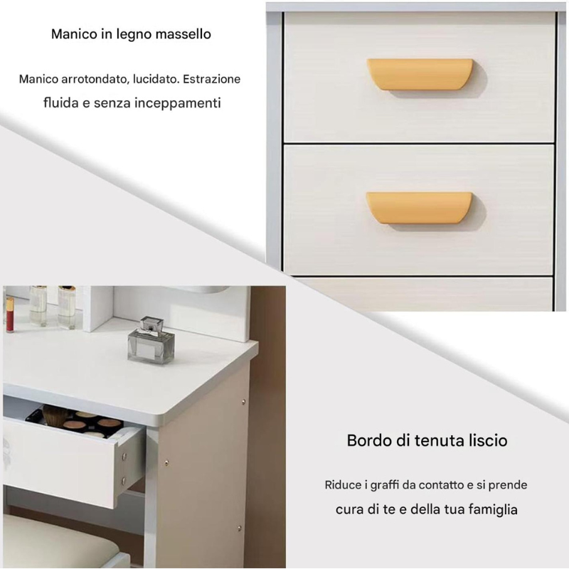 Tavolo da Trucco con Specchio Scorrevole LED 2...