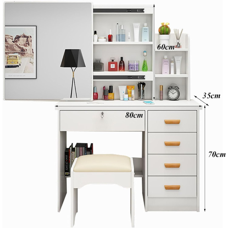 Tavolo da Trucco con Specchio Scorrevole LED 2...