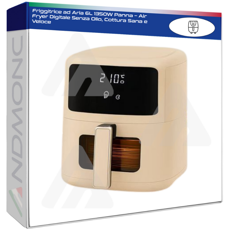 Friggitrice ad Aria 6L 1350W Panna – Air Fryer...
