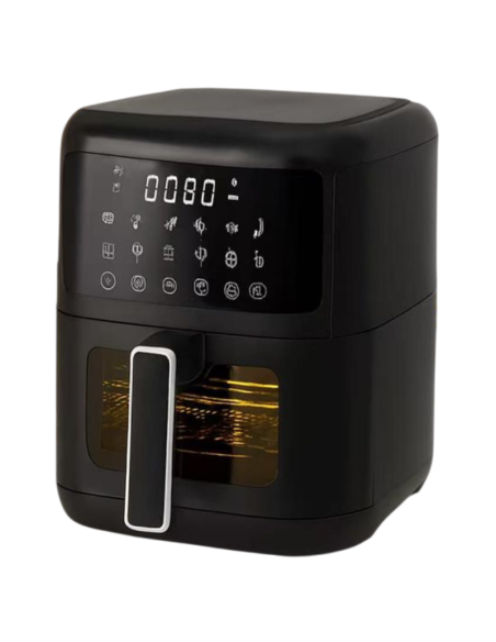 Friggitrice ad Aria 6L 1350W Nera – Air Fryer Digitale Senza Olio, Cottura Sana e Veloce