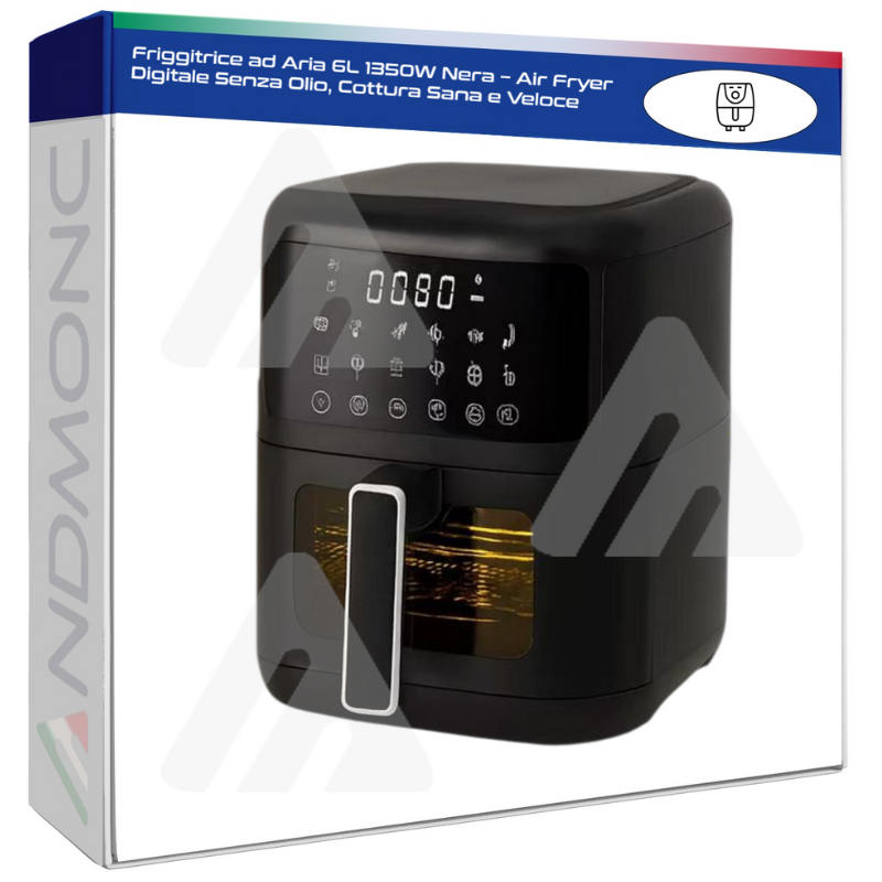 Friggitrice ad Aria 6L 1350W Nera – Air Fryer...
