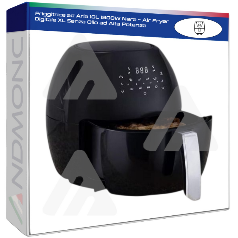 Friggitrice ad Aria 10L 1800W Nera – Air Fryer...