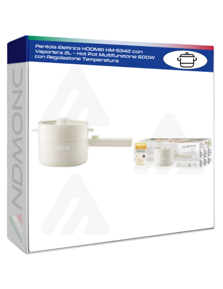 Pentola Elettrica HOOMEI HM-5342 con Vaporiera 2L – Hot Pot Multifunzione 600W con Regolazione Temperatura