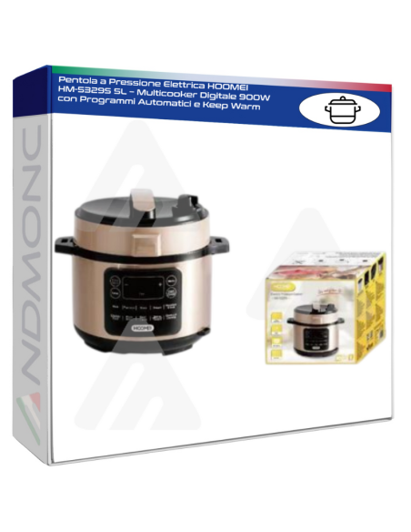 Pentola a Pressione Elettrica HOOMEI HM-5329S 5L – Multicooker Digitale 900W con Programmi Automatici e Keep Warm