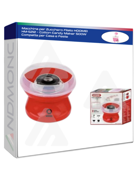 Macchina per Zucchero Filato HOOMEI HM-5212 – Cotton Candy Maker 500W Compatta per Casa e Feste