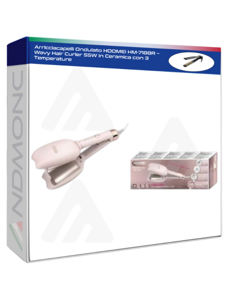 Arricciacapelli Ondulato HOOMEI HM-7188R – Wavy Hair Curler 55W in Ceramica con 3 Temperature