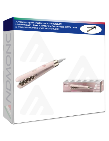 Arricciacapelli Automatico HOOMEI HM-7805W – Hair Curler in Ceramica 28W con 3 Temperature e Indicatore LED