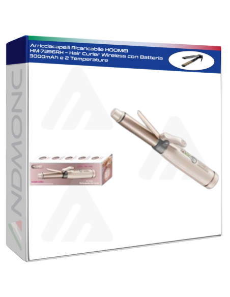 Arricciacapelli Ricaricabile HOOMEI HM-7396RH – Hair Curler Wireless con Batteria 3000mAh e 2 Temperature