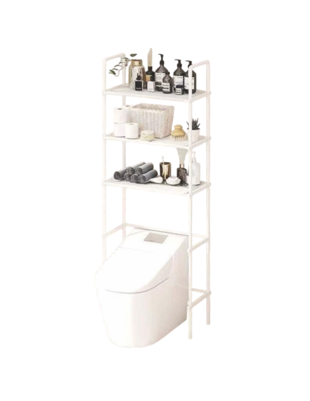 Scaffale Portaoggetti Bagno Sopra WC 3 Ripiani 47x26x155 cm – Salvaspazio in Metallo – Bianco o Nero