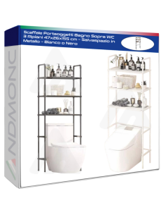 Scaffale Portaoggetti Bagno Sopra WC 3 Ripiani 47x26x155...