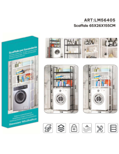 Scaffale Lavanderia Sopra Lavatrice 65x26x155 cm –... 2